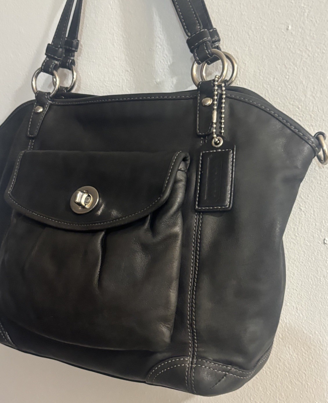 Coach Leah Black Leather Shoulder Bag 13172