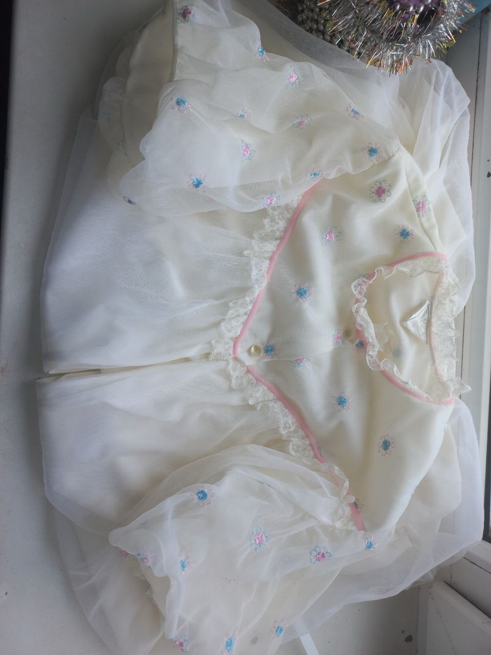 Delicate vintage peignoir dressing gown dorothy perkins, 70s made in britain