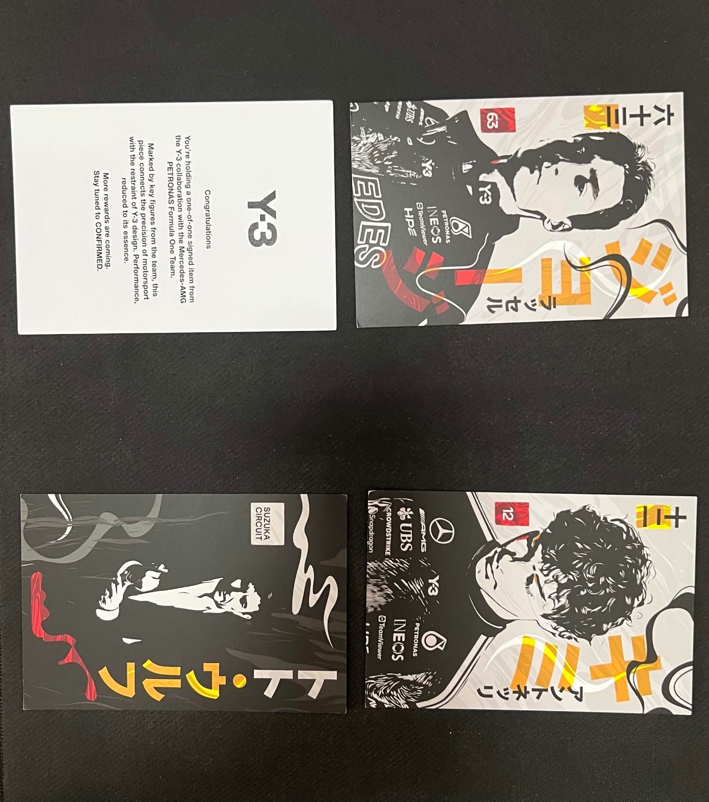 Kimi Antonelli George Russel Signed Y-3 Yoghi Long Sleeve with driver cards