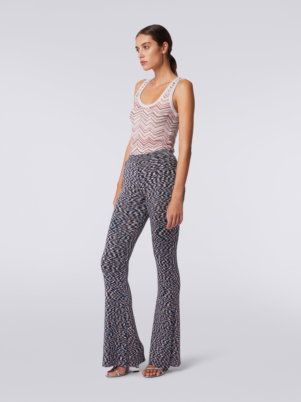 NWT Missoni Blue Slub Viscose Blend Flared Trousers IT 42 Made Italy $1460