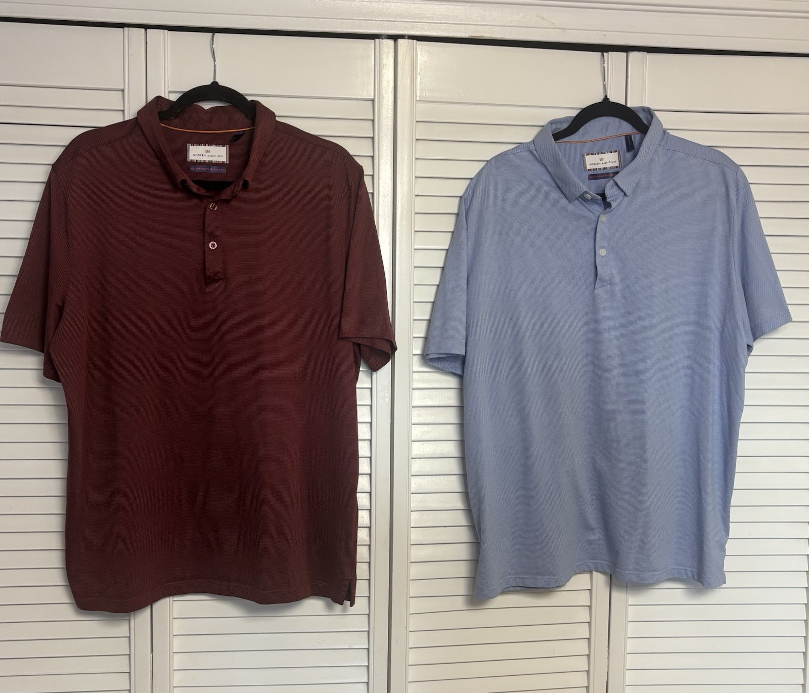 Modern Ambition Delightfully Technical Men’s Polo Lot 2 XL (Blue Burgundy)