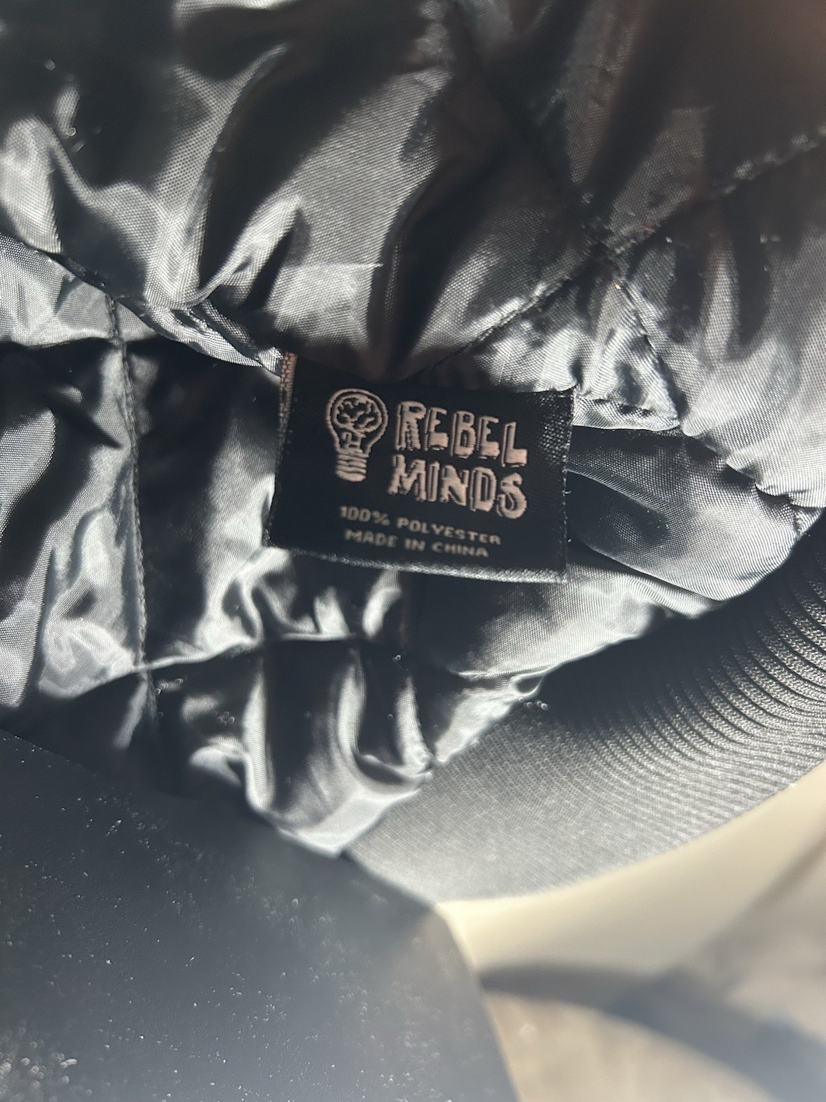 Rebel Minds Fly High Bomber Jacket Mens XL Black Satin Varsity Streetwear