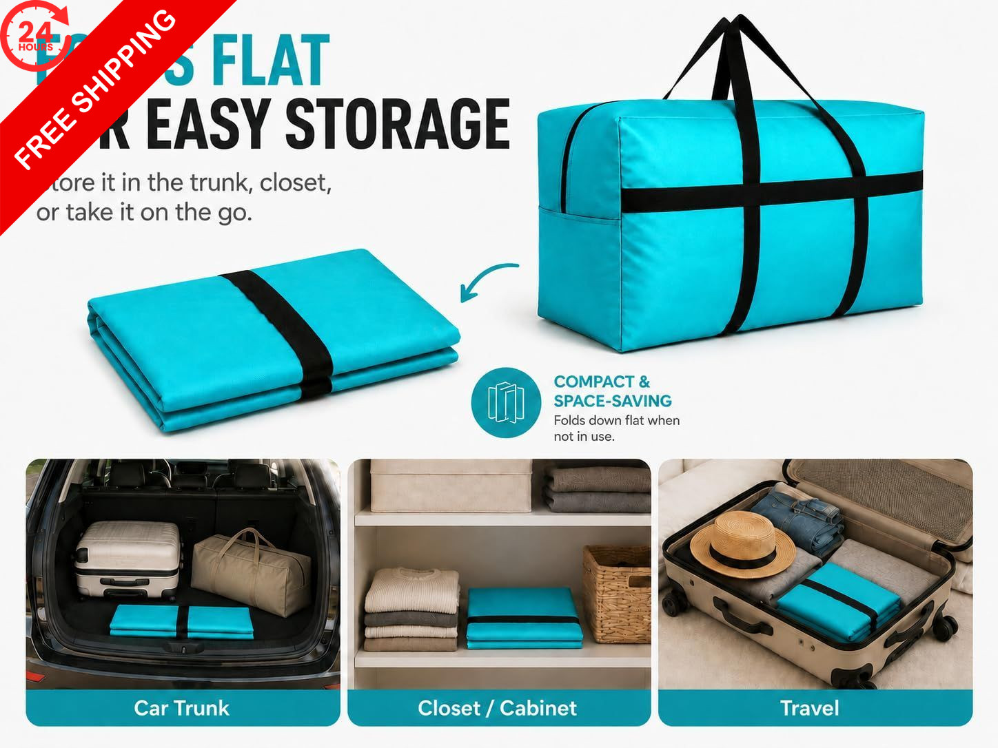DoYiKe Canvas Storage Duffle 60L – 23.6″l x 11.8″w x 13.4″h, Black