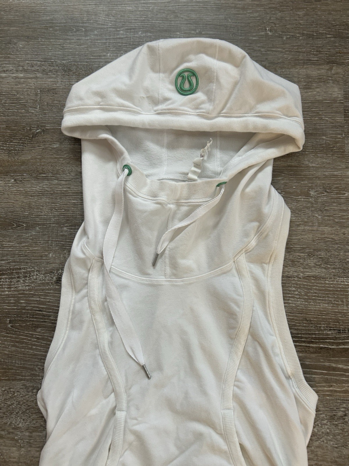 Womens Lululemon Flashback Tunic Tank Hoodie White Logo Size 10 Sleeveless