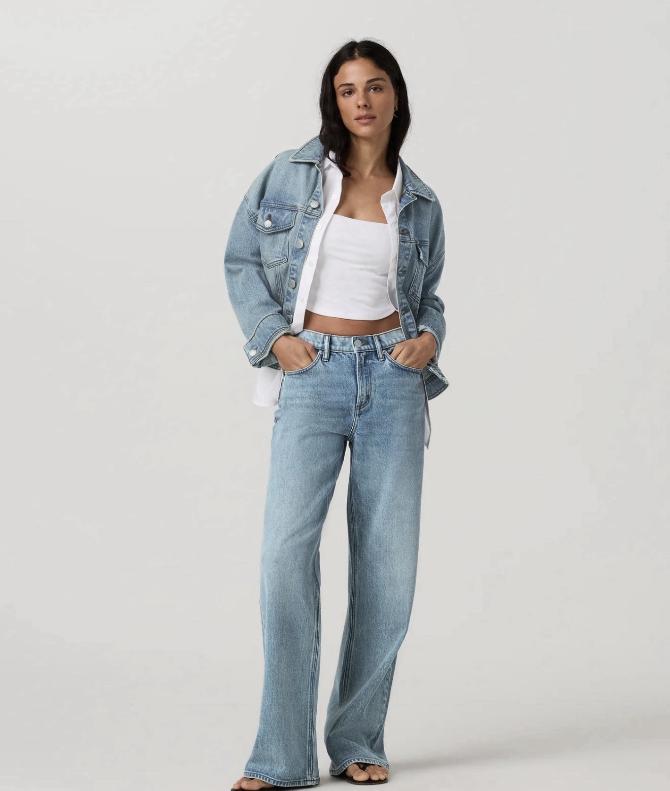 Vuori Women’s Light Wash Blue High-Rise Wide-Leg Denim Jeans Pockets 25
