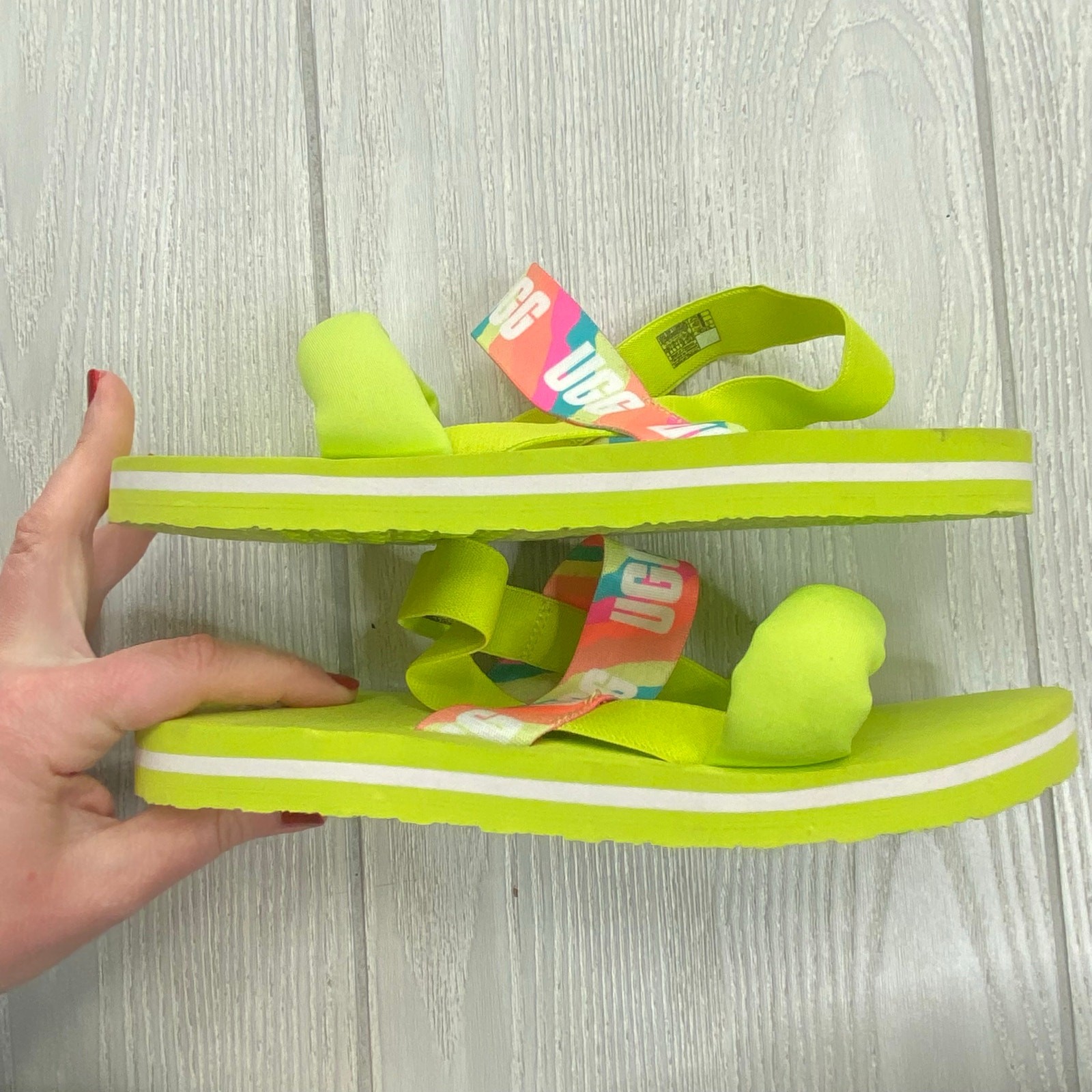Ugg Women’s Lime Green Strappy Zuma Sling Sandals Size 6