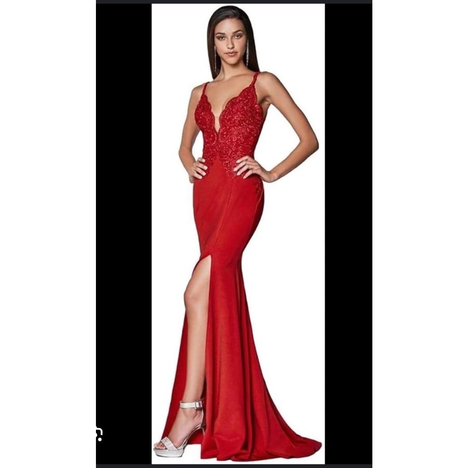 Ladivine NWT by Cinderella Divine Small Size 6 Red Jessica Rabbit Prom Gown