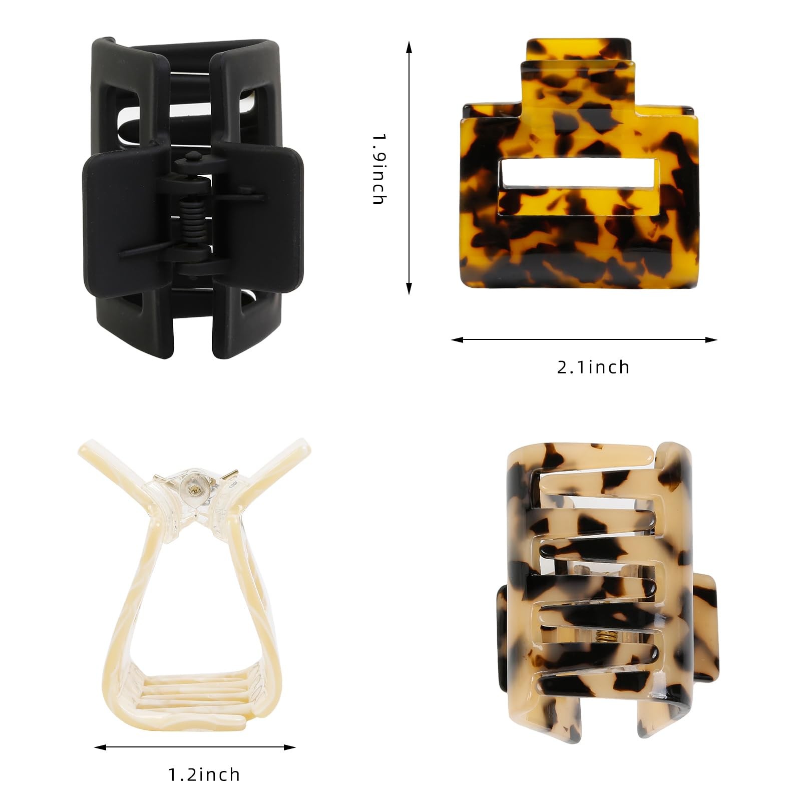 Hair Claw Clips for 4Pcs 2″ Small Claw Clips Tortoise Shell Leopard Hair Clip…