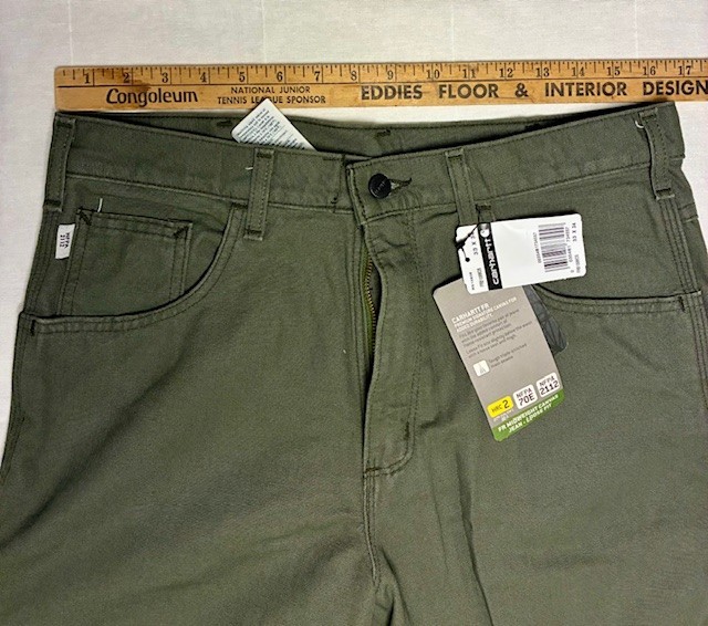 Carhartt FRB 159MOS CAT2 Loose Fit Olive Moss Green Canvas Work Pants Jean 33×34