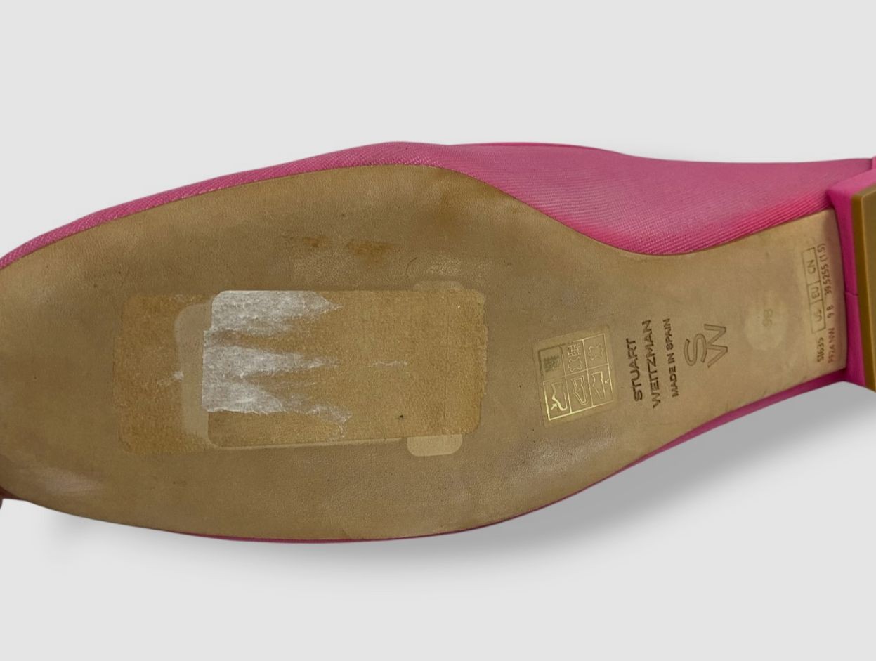 Stuart Weitzman Women’s Pink Arabella Leather Mesh Ballet Flat Shoes Size 9
