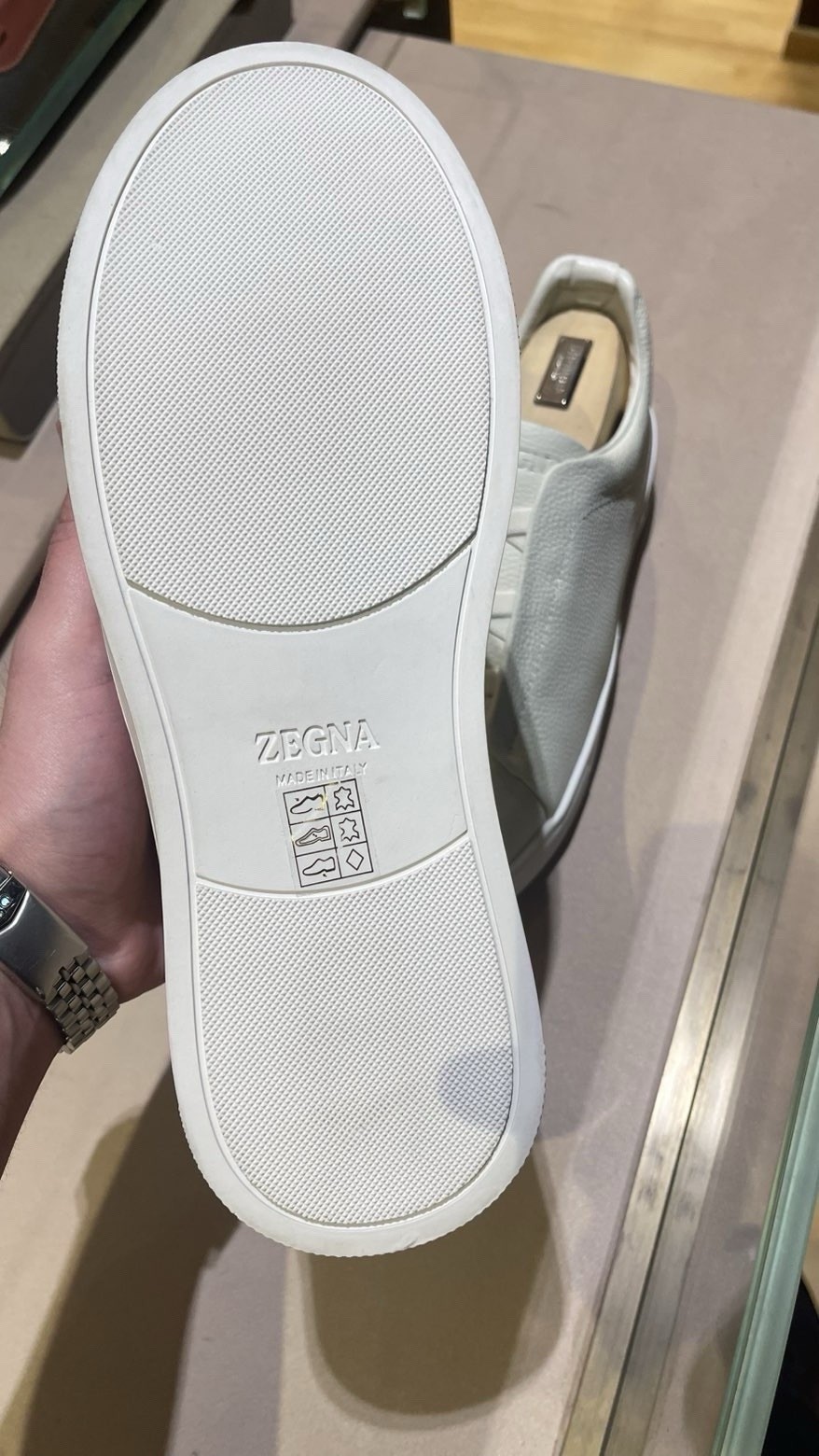 ZEGNA Triple Stitch White Leather Sneakers EU 42 UK 7 US 8 — New, Made in Italy