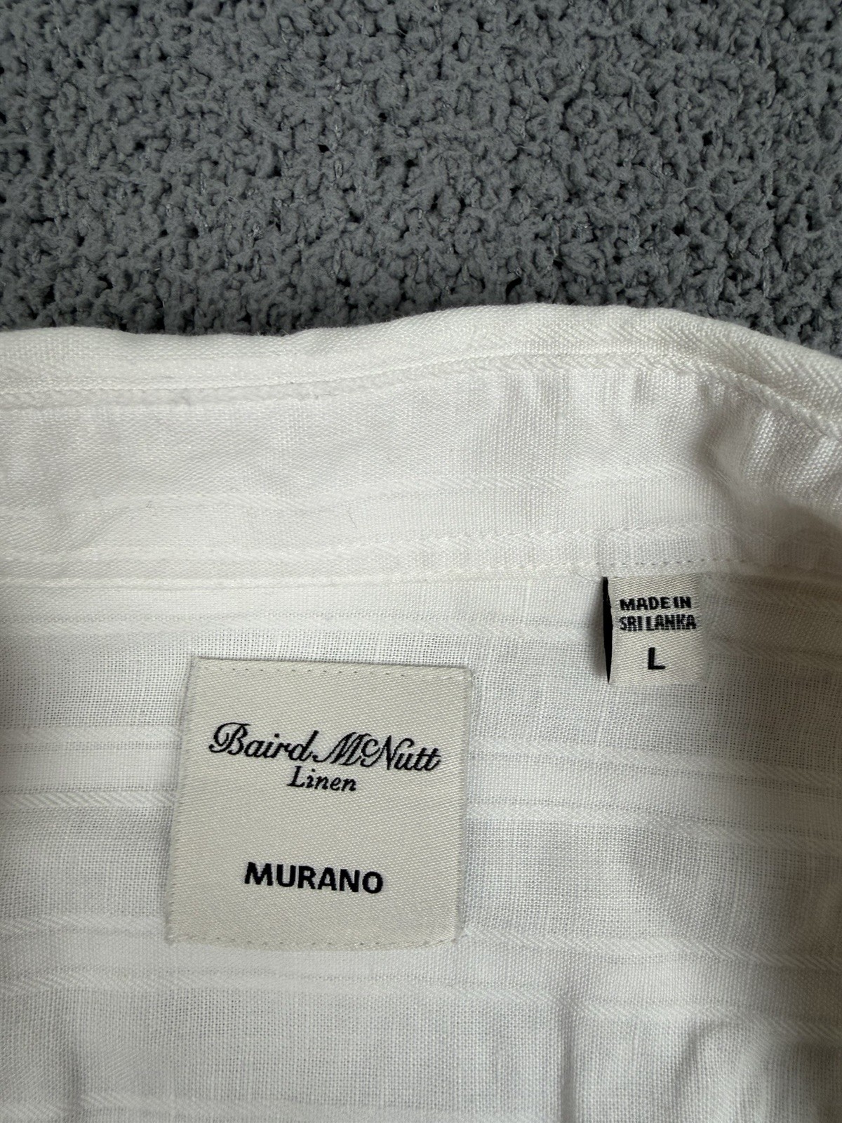 Murano Baird McNutt Shirt Mens L White Linen Blend Popover Buttonless Collar