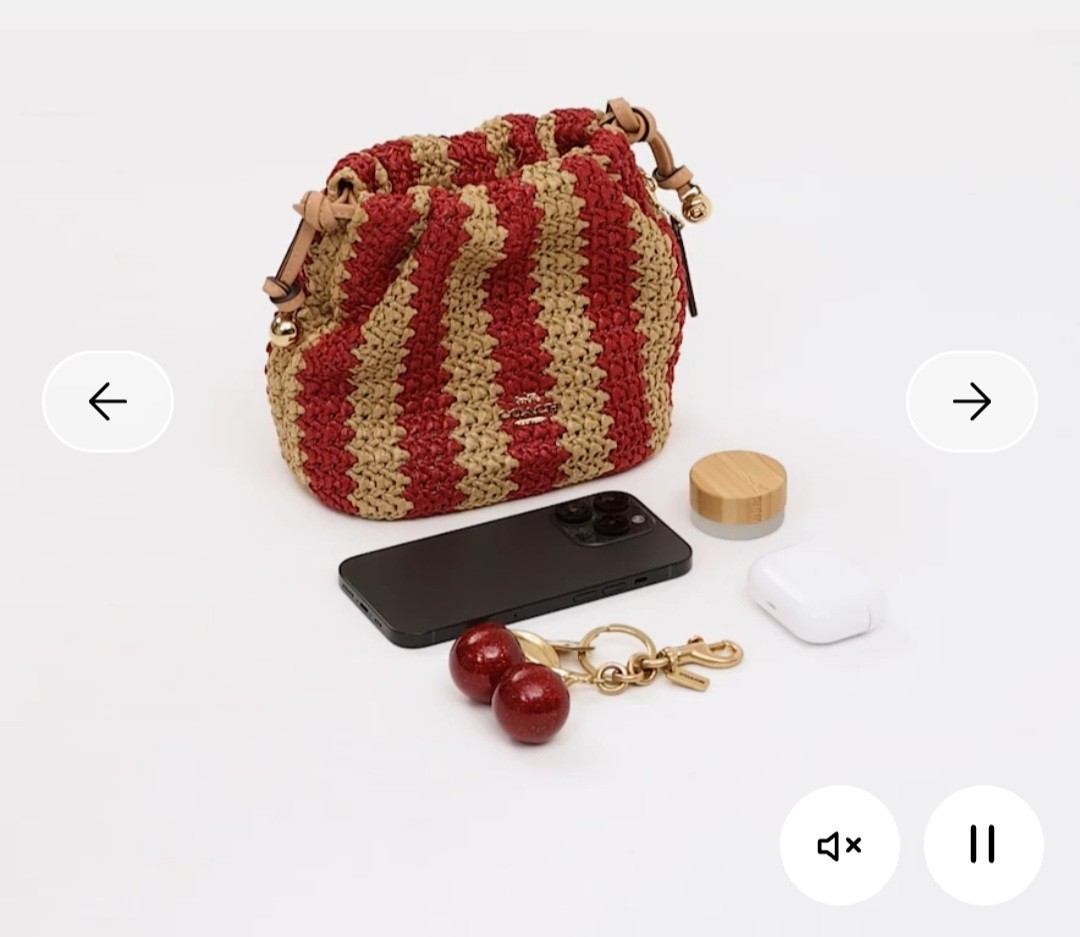 Coach Outlet Faye Mini Drawstring Bag – Stripe CEN17 IMZ1Y Red/Tan NWT