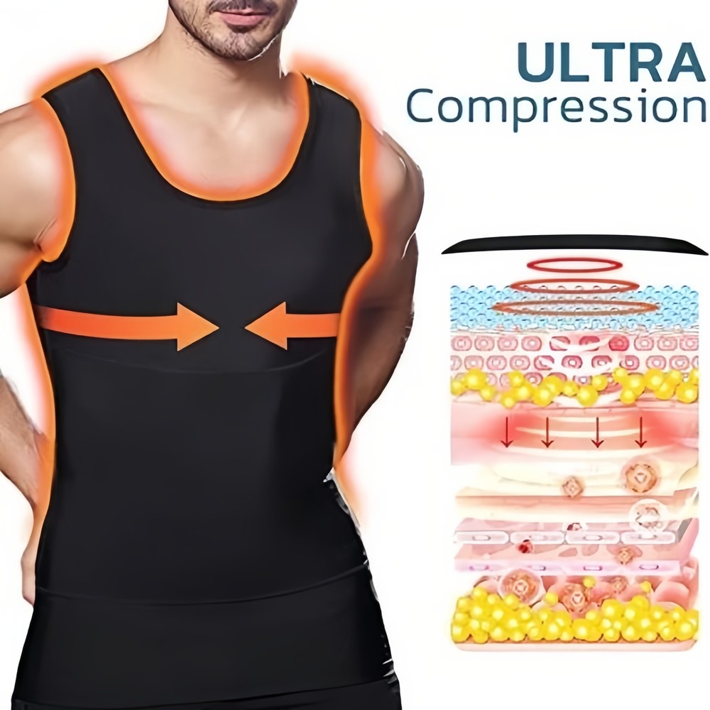 Men Gynecomastia Compression Tank Top Sauna Sweat Vest Fitness Body Shaper Belt