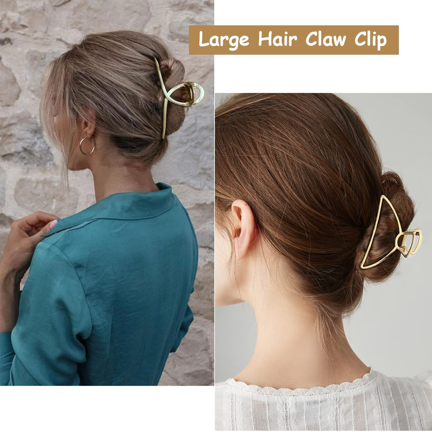 4 Pack Large Metal Hair Clips for Thin to Thick Curly Hair, 4.3 Inch Big Nonslip