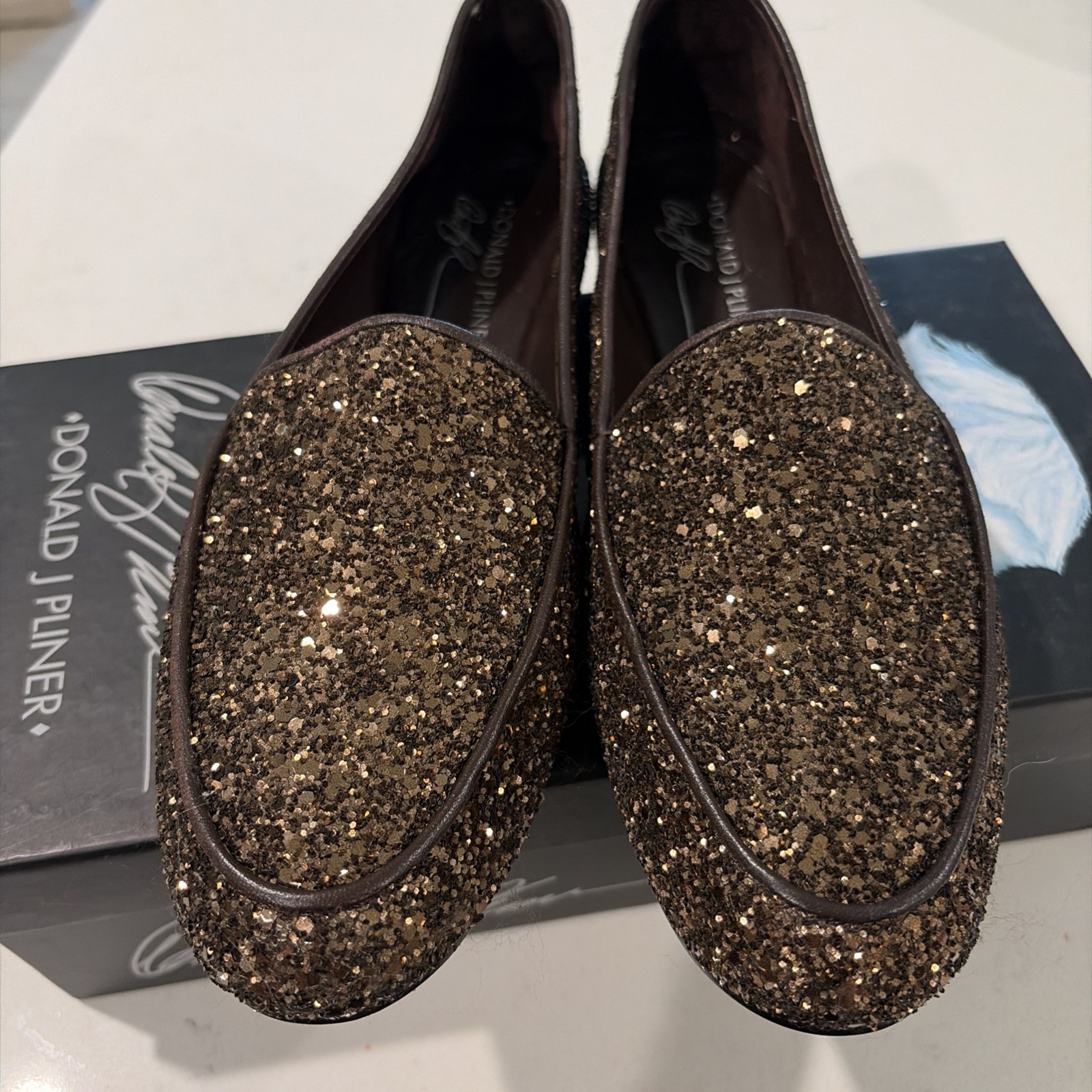 Donald Pliner Women’s Denny Loafer Style Slip-On Shoes Sz 10 Bronze Sparkle
