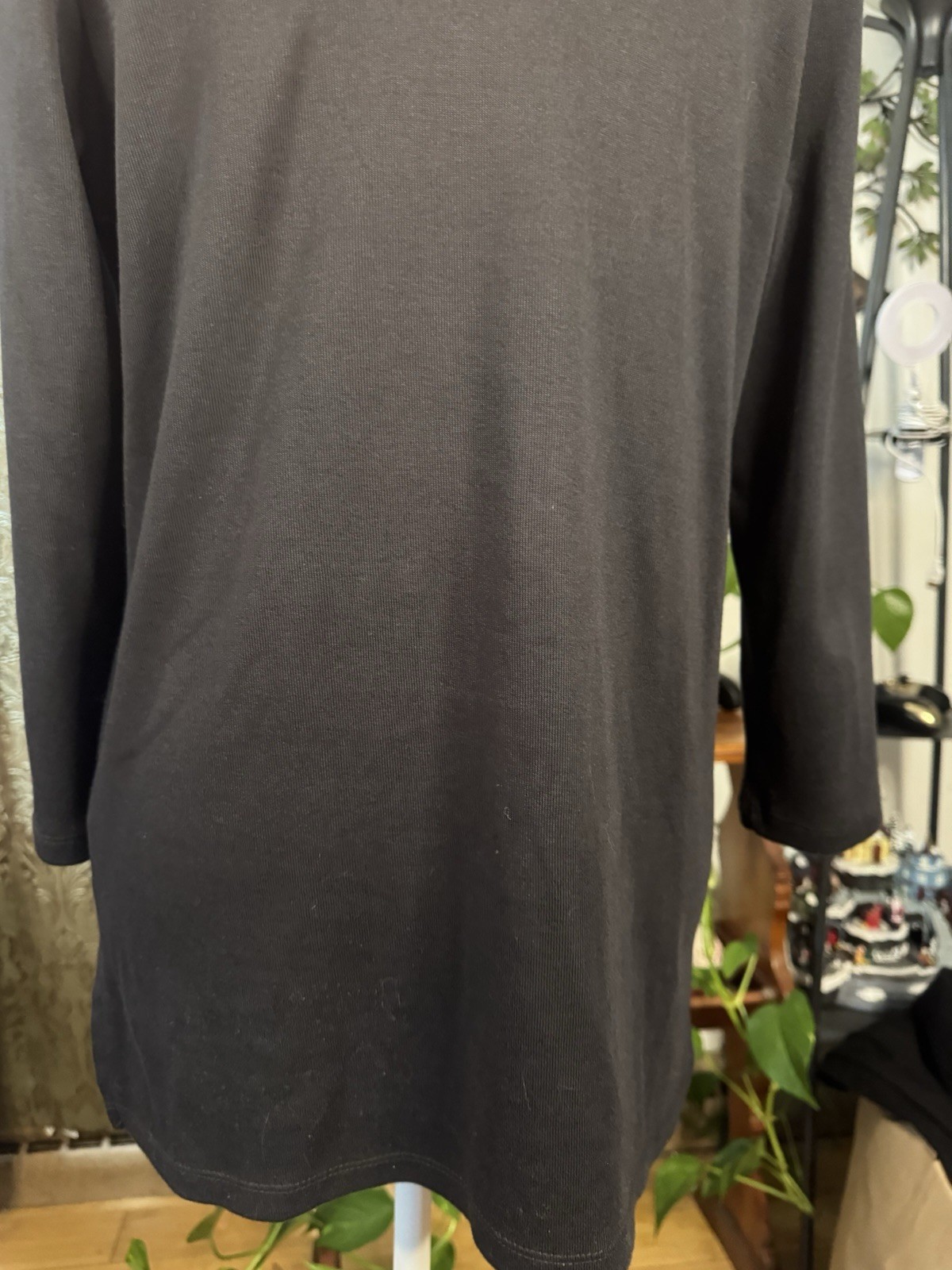 Rafaella Studio Black Knit Shift Dress V-Neck Long Sleeve Knee Length Size S