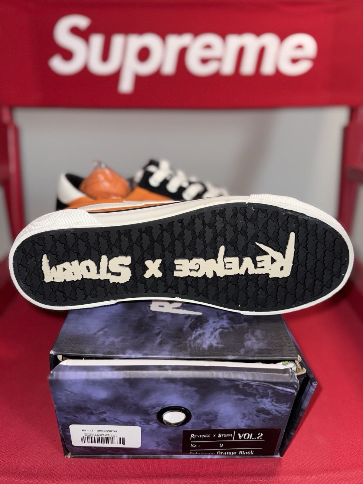 Revenge X Storm Vol. 2 Lo-Top Black/Orange & White Sneakers Unisex 9M/ 10.5W