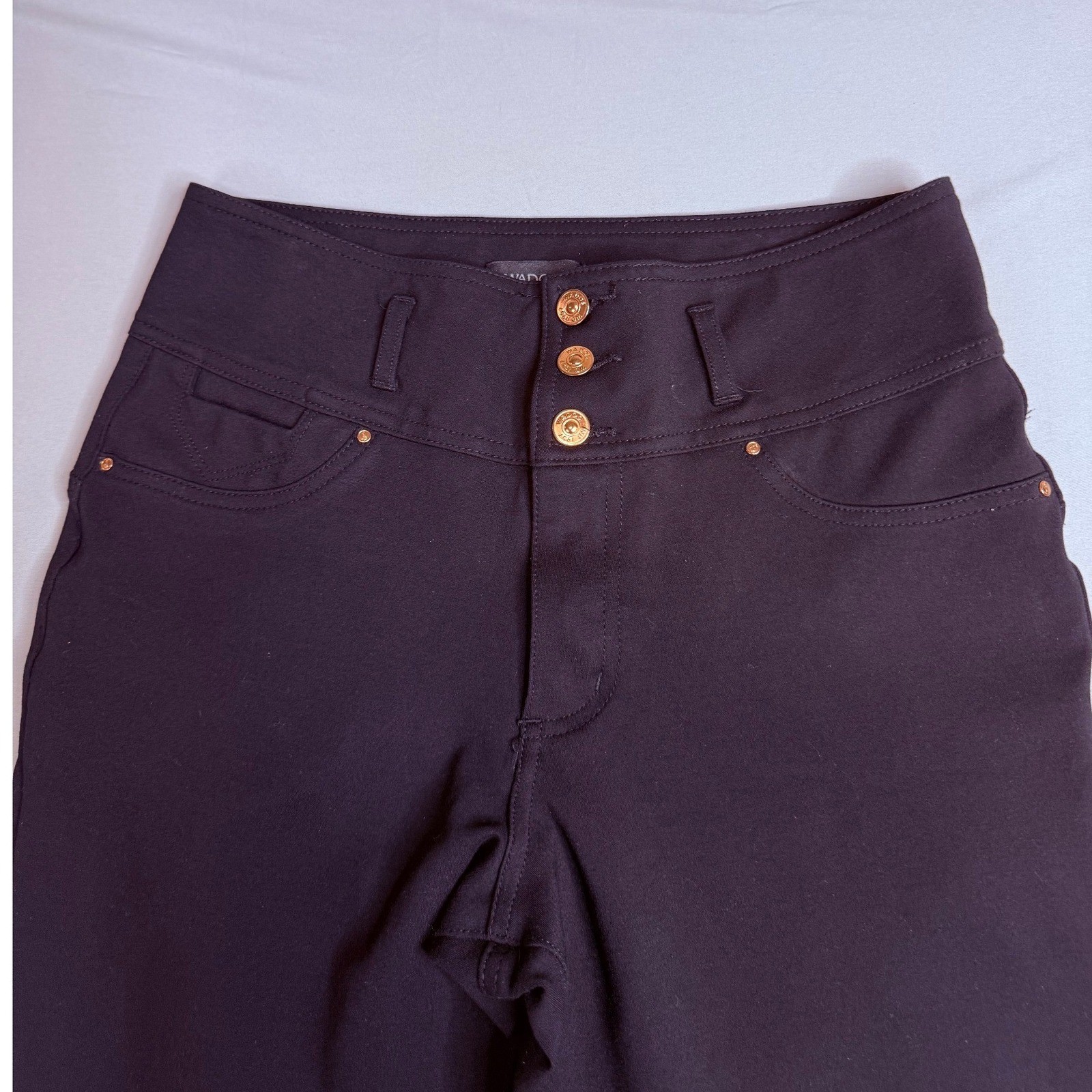 Wados Womens High Waisted Skinny Pants Black Stretch 3 Button Fly Size Large