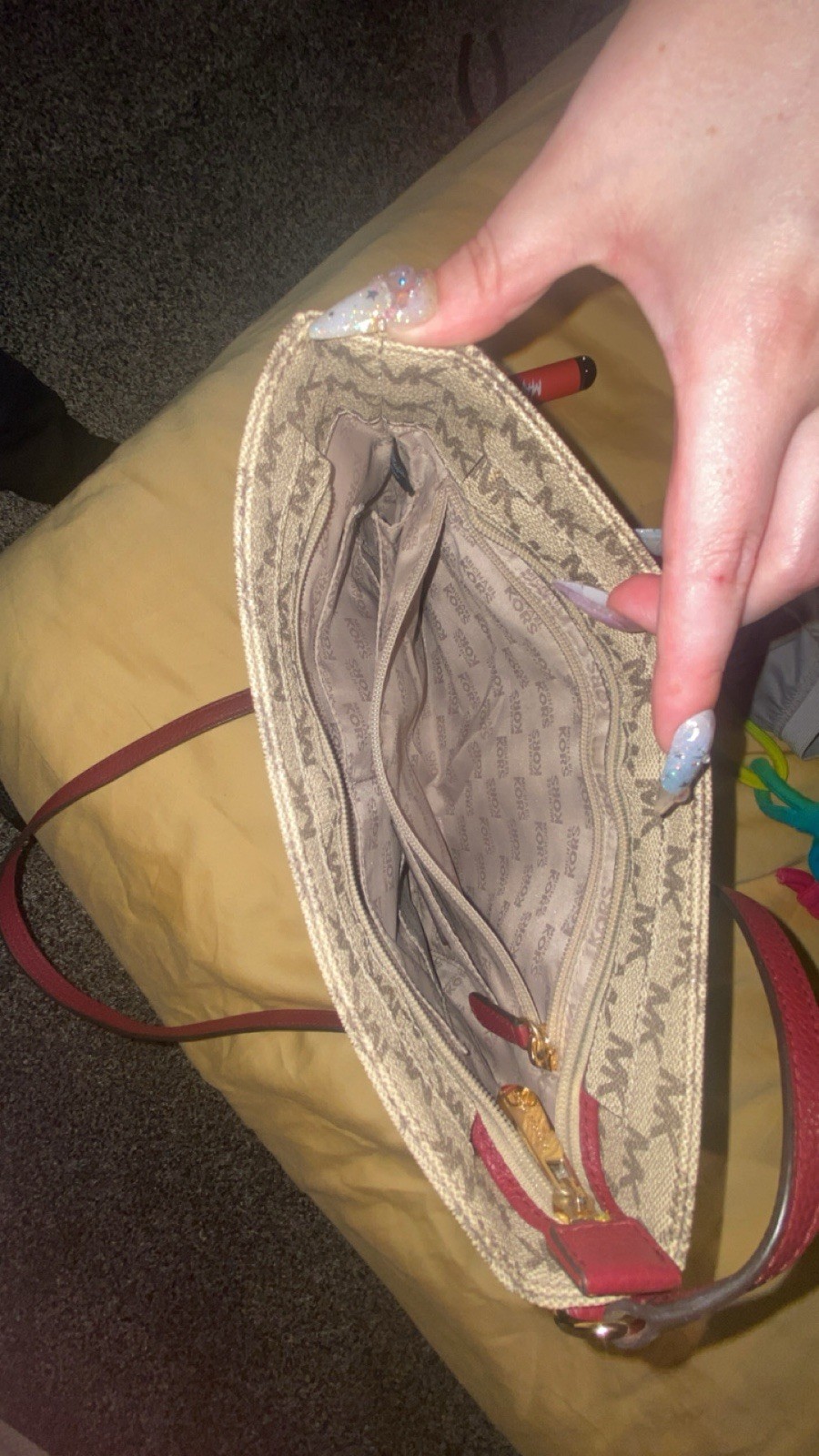 Michael Kors Jet-Set Crossbody Cream & Mulberry MEDIUM