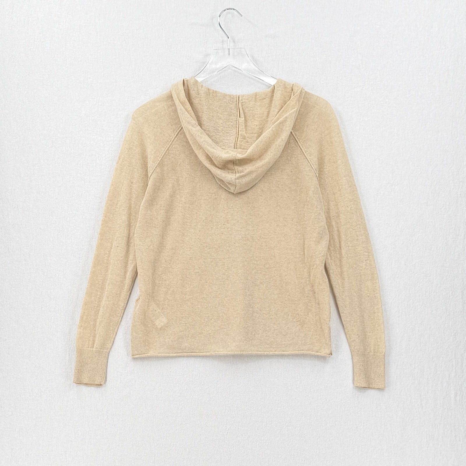 James Perse Hoodie Sweater Womens 0 Beige Linen Cotton Knit WFGL3631