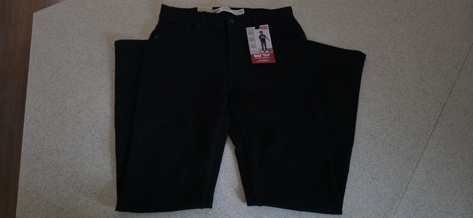 Levi’s 502 Boys Regular Taper Stretch Size 18 W 29 L 31 Black Inside Adjustment
