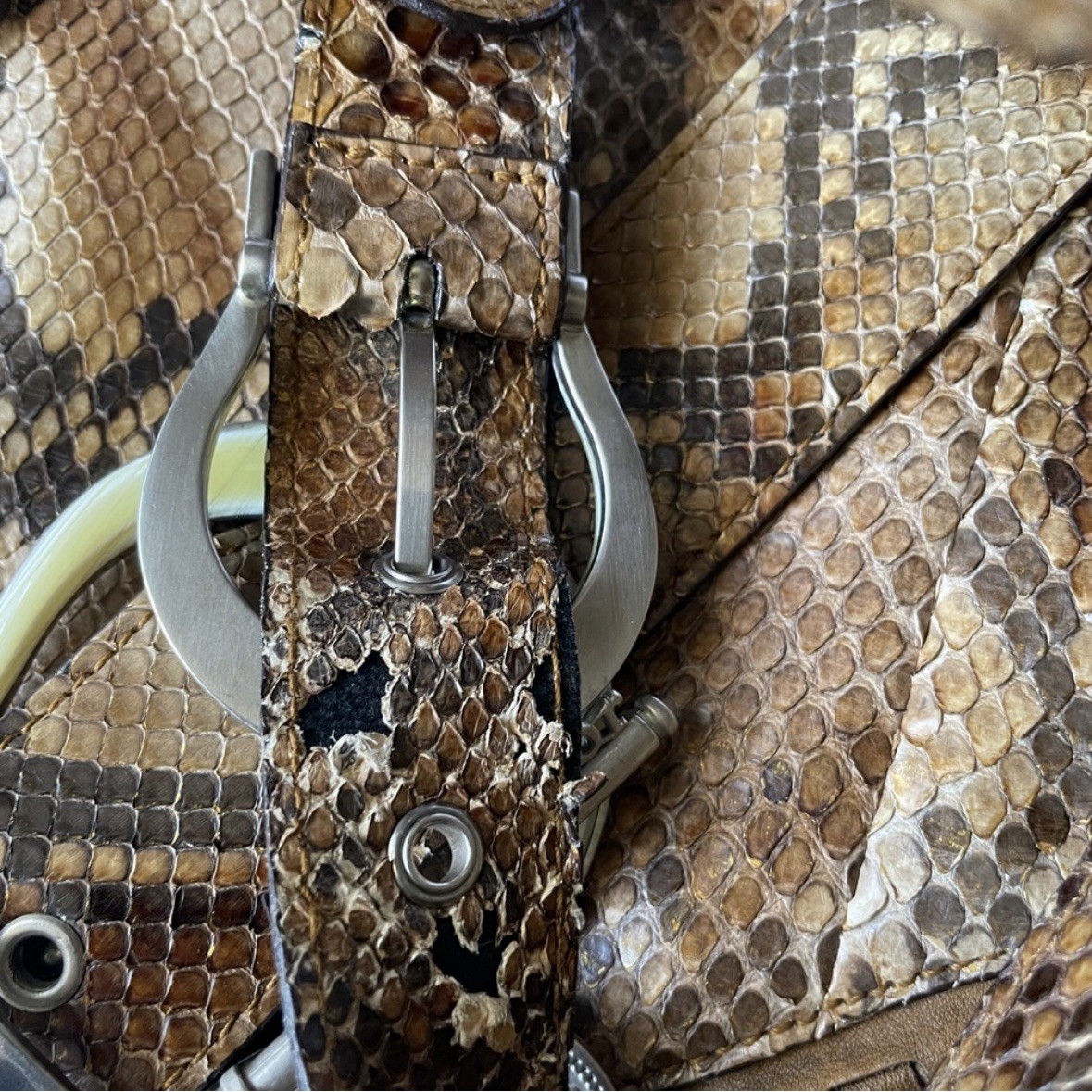 vintage dior python snakeskin gaucho bag f/w 2006 john galliano