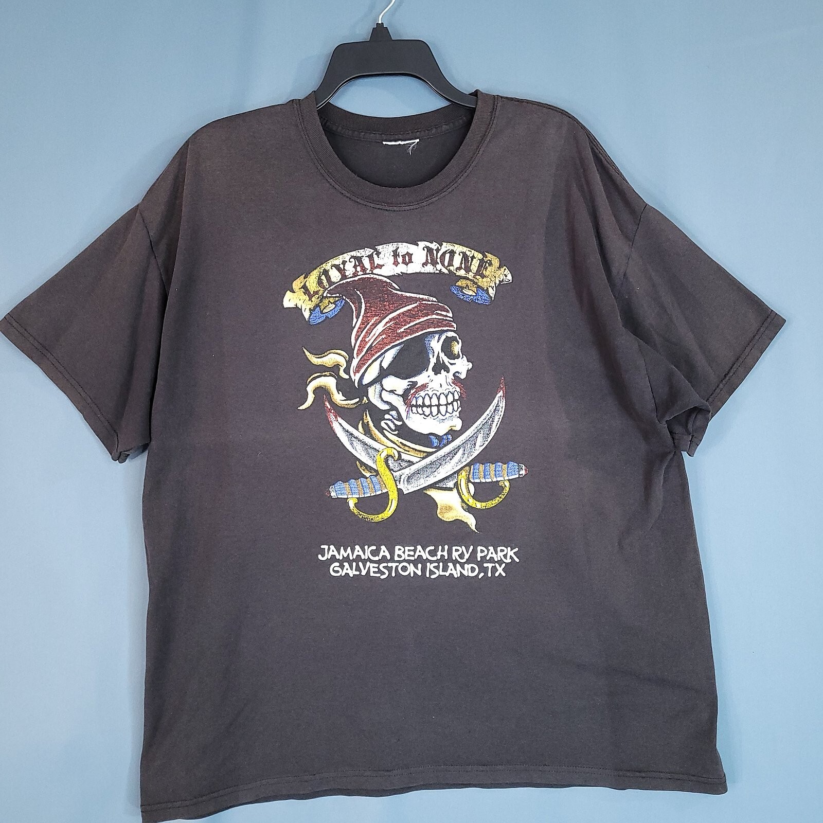 Men’s Loyal To None Pirate Short Sleeve Pullover T-Shirt Black Size XL