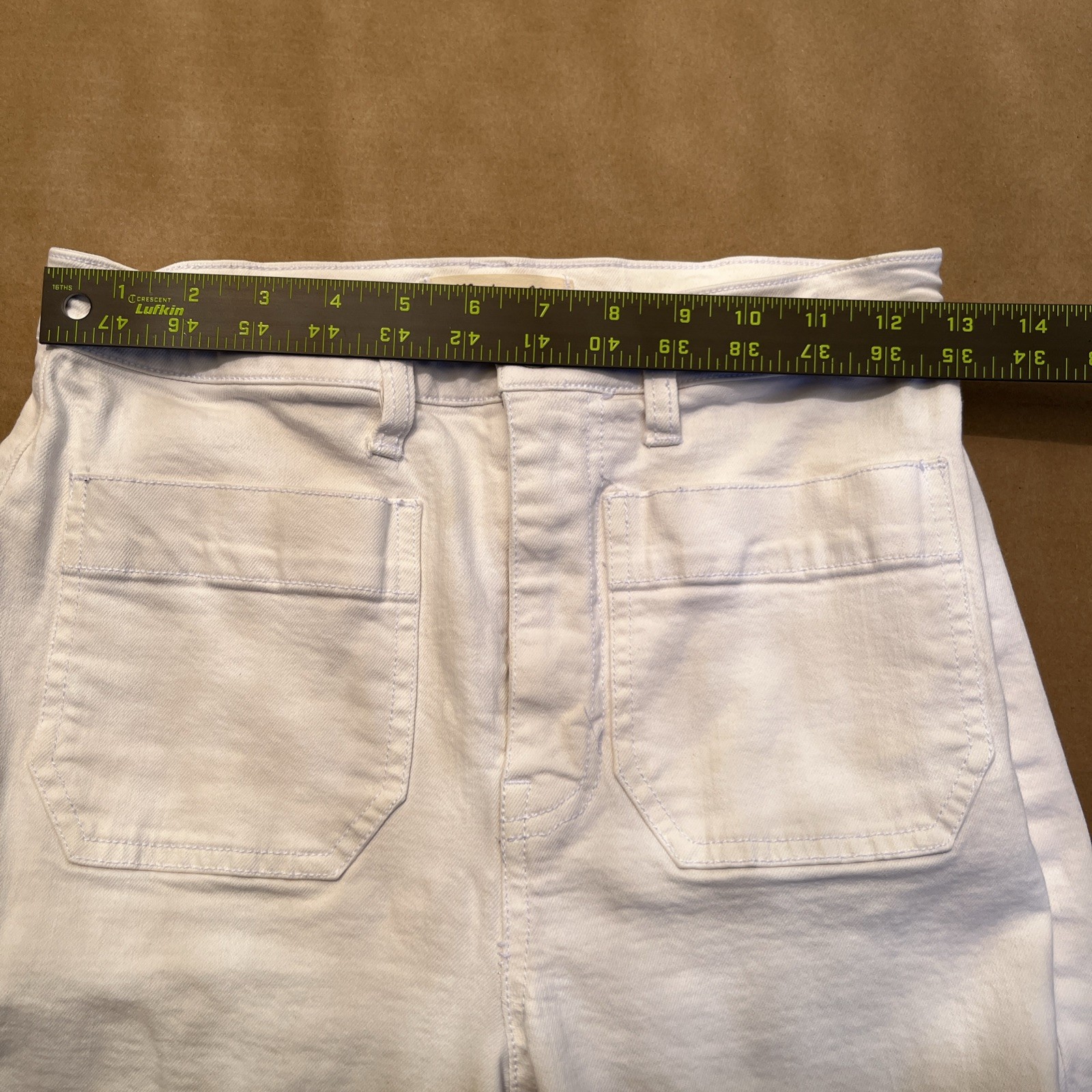 Madewell Slim Wide-Leg Crop Pants White Size 27 Button Closure Zipper Fly