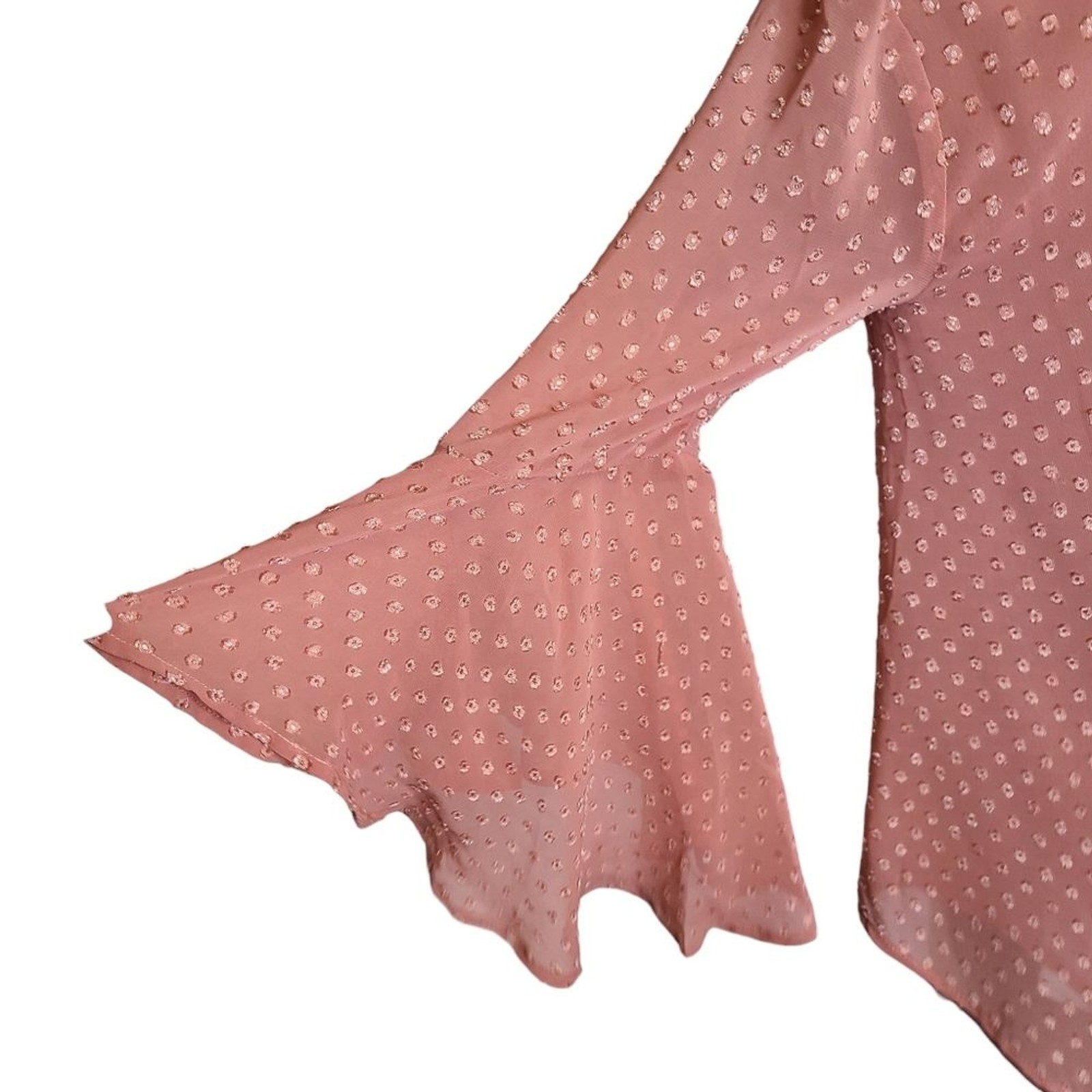 NWT Band of the Free Size Small Powder Pink Flowy Bohemian Ruffled Sleeve Blouse
