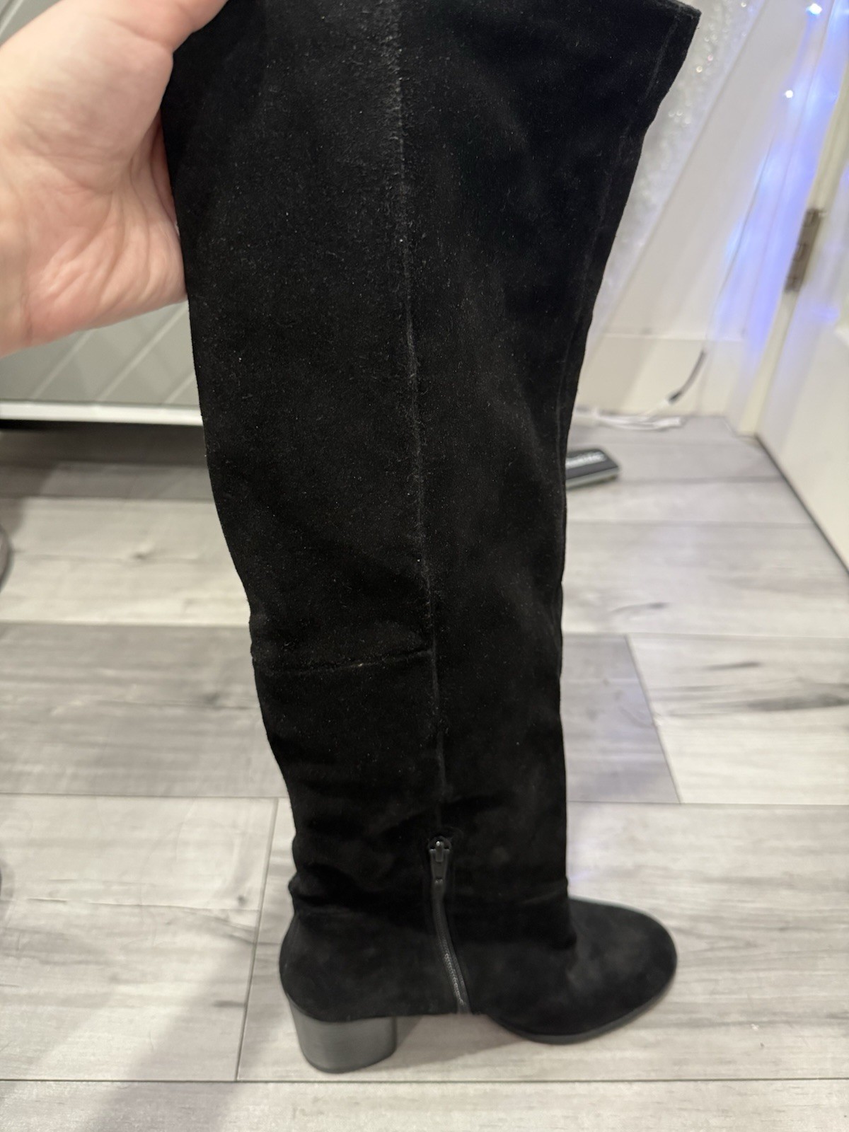 Steve Madden Black Suede Boots Lowheel Size 9 Like New