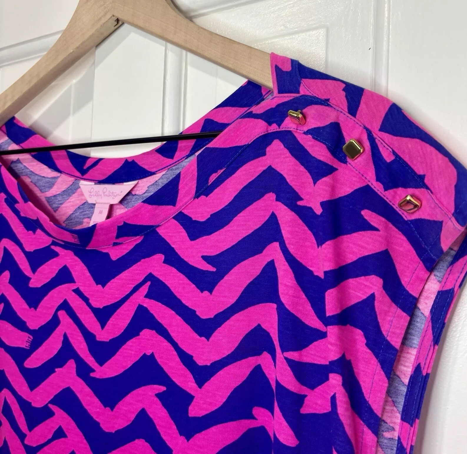 Lilly Pulitzer Robyn Shift Short Dress I Got Lucky Pop Pink Blue – Medium