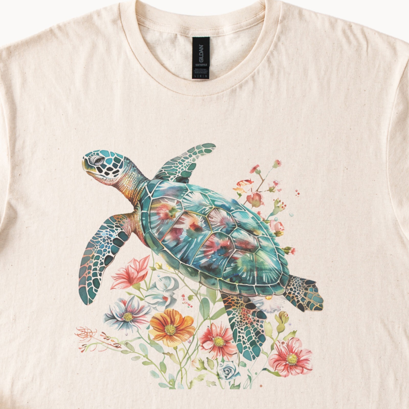 Sea Turtle Shirt Floral Boho Ocean Life Graphic T-Shirt Vacation
