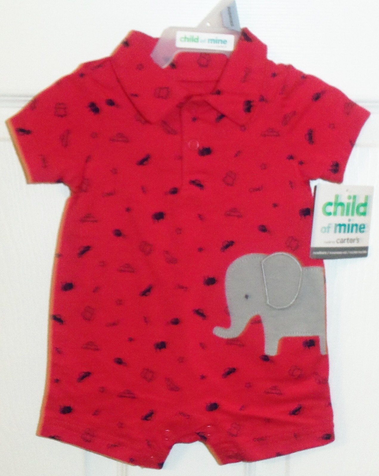 Carter’s Child of Mine Boys Elephant Romper Size NB, 0-3 M, 3-6 M, 6-9 M NEW