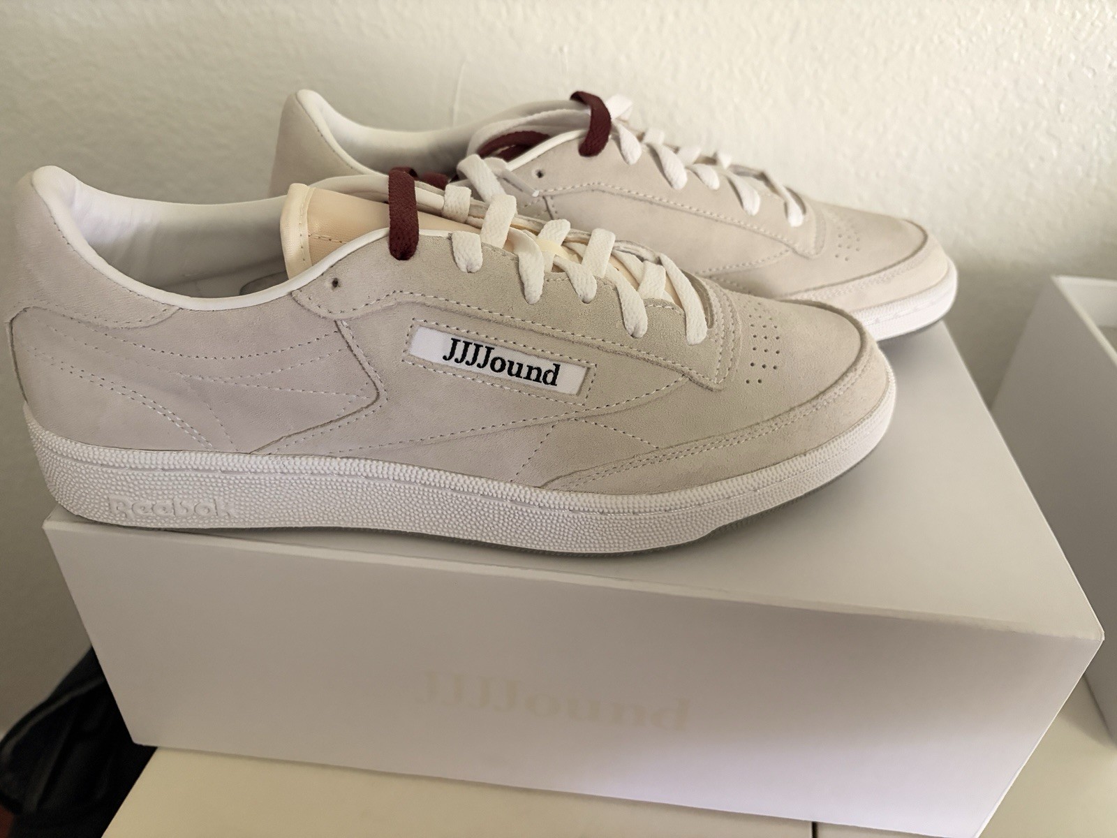 Men Reebok x JJJJound Club C 85 “Cork” Ivory Suede Low Top Sneaker