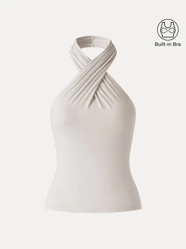 OGL Women’s Criss Cross Halter Neck Going-Out Bra Top – No Import Fees