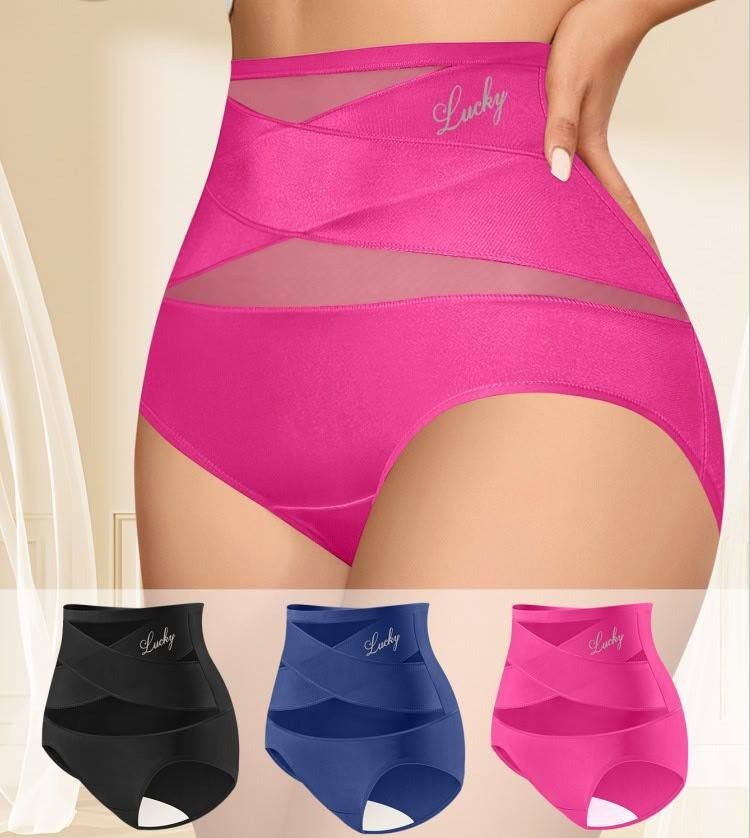2 Pack High Waist Tummy Control Panties Shaping Cross Strap Briefs Women S-3XL