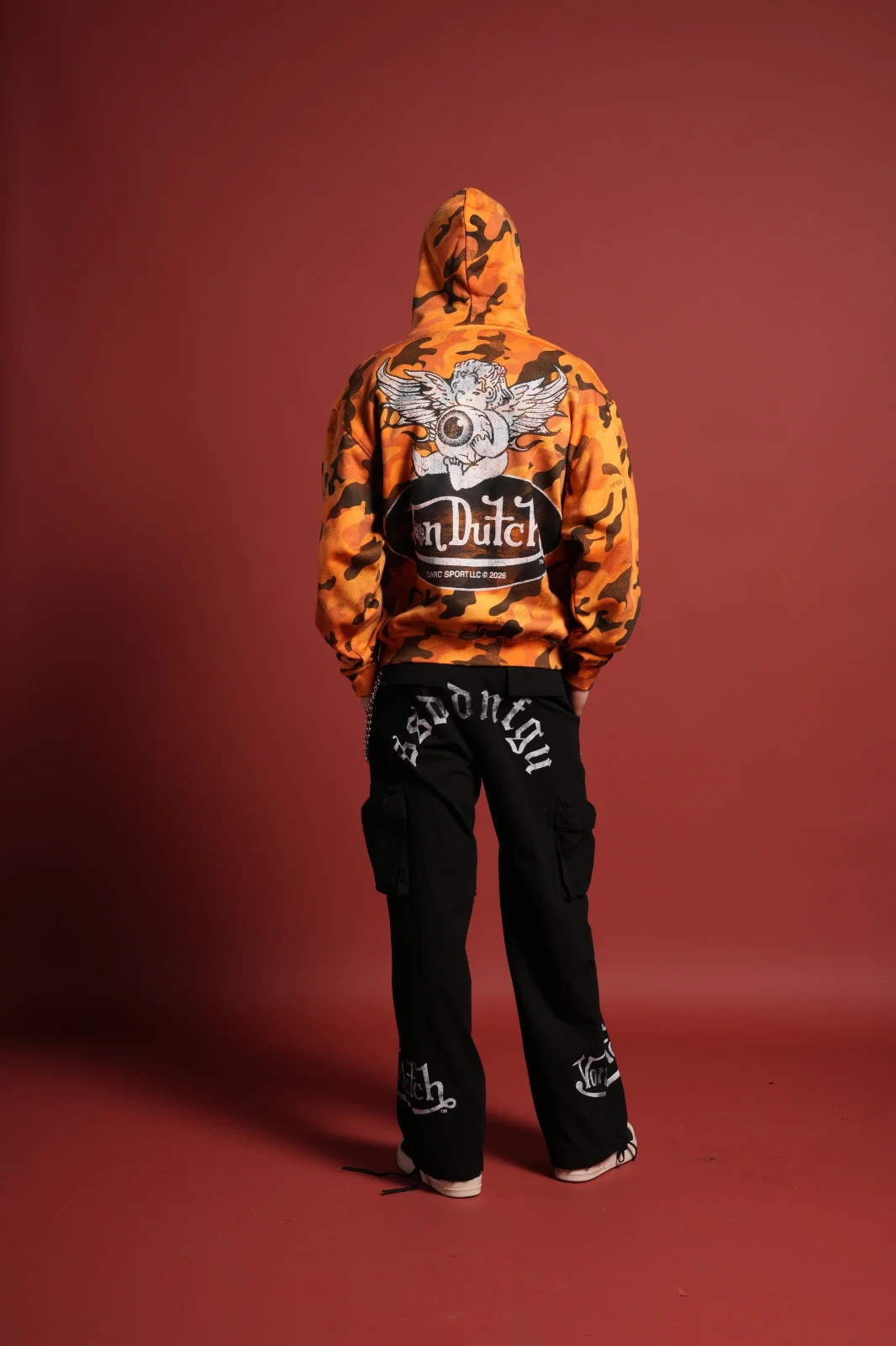 Darc Sport x Von Dutch Orange Camo Pierce Hoodie Size M Men’s NWT