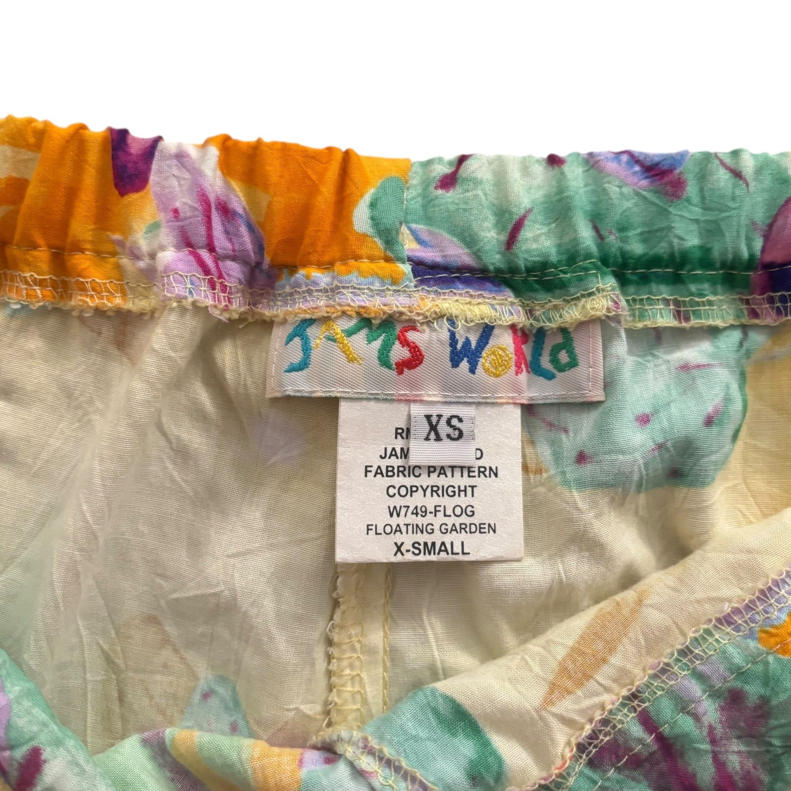 Jams World Pants XS Floating Garden Bright Colorful Rayon Drawstring Cinch Waist