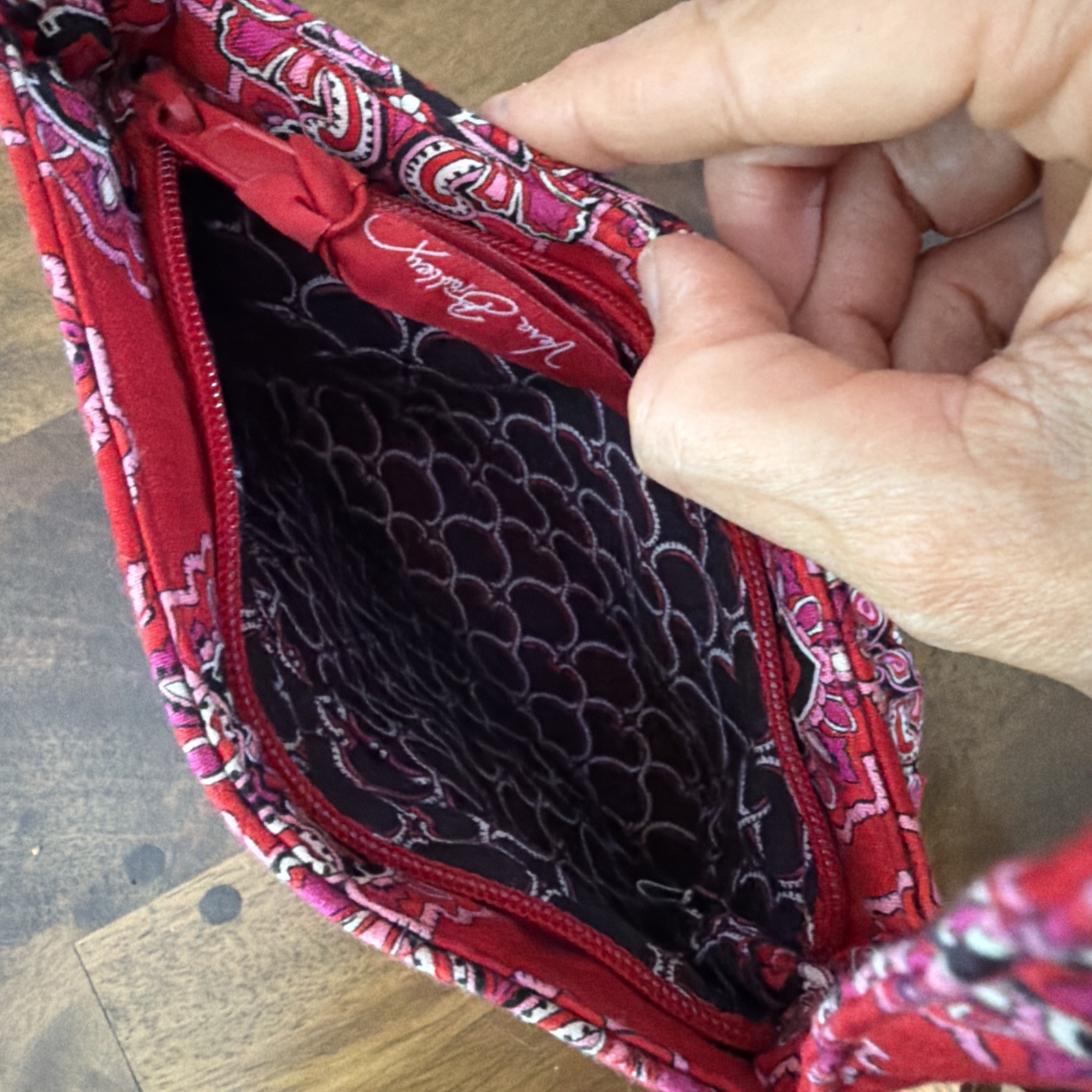 Vera Bradley FRANKLY SCARLET Red Hannah Small Handbag Purse Zip Close
