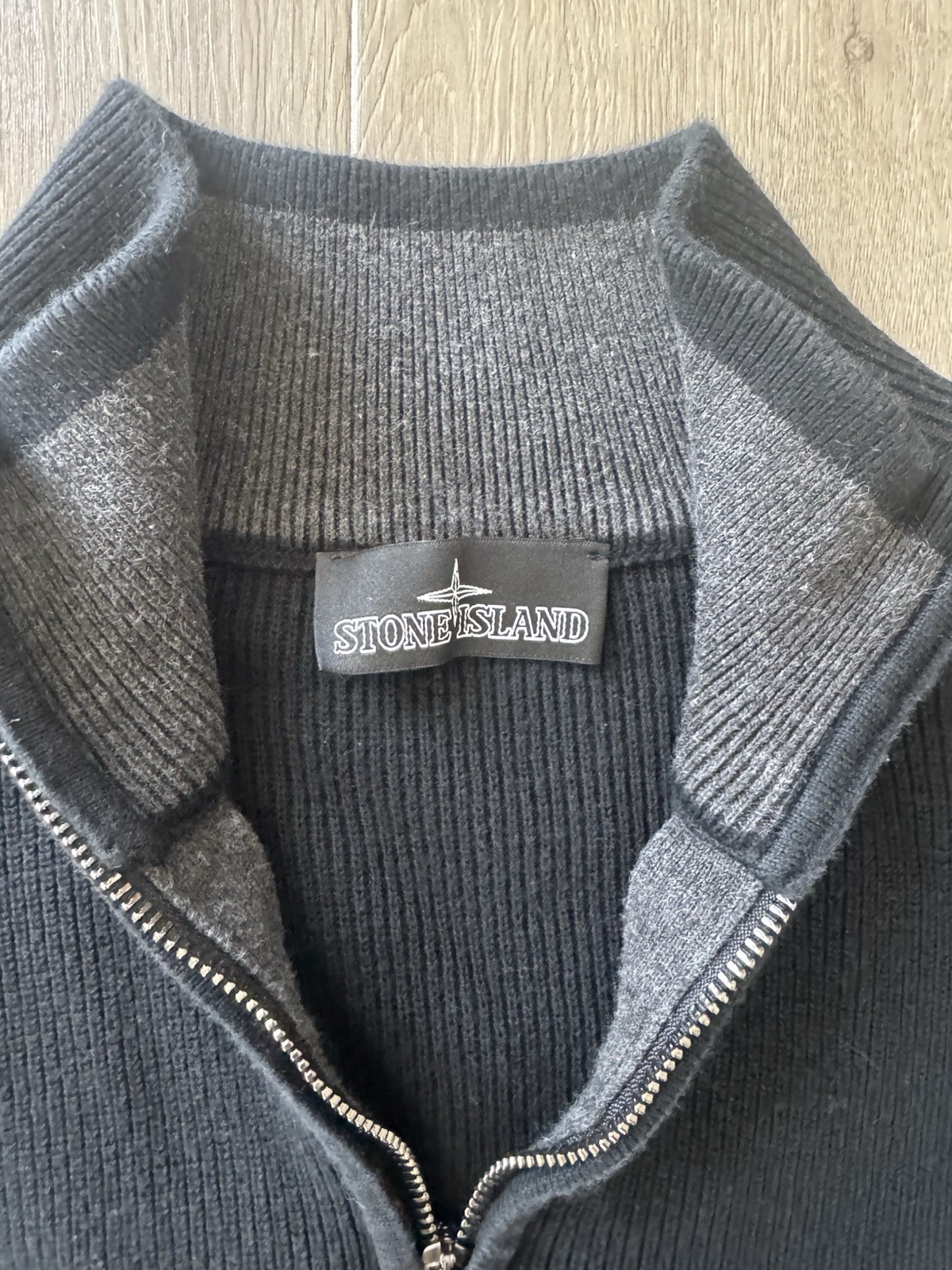 Stone Island Black Quarter Zip Pullover Sweater Size Medium