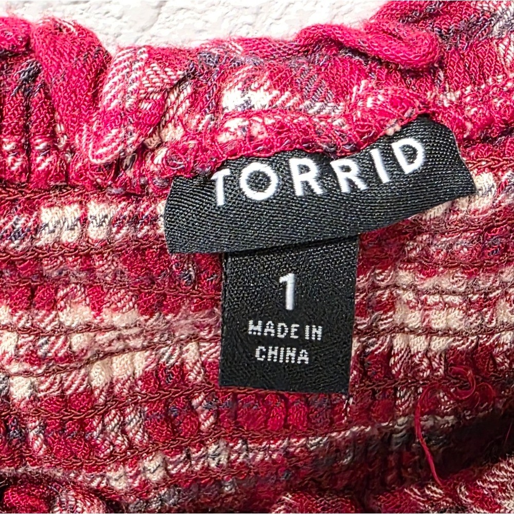 Torrid Red Plaid Babydoll Top Size 1X