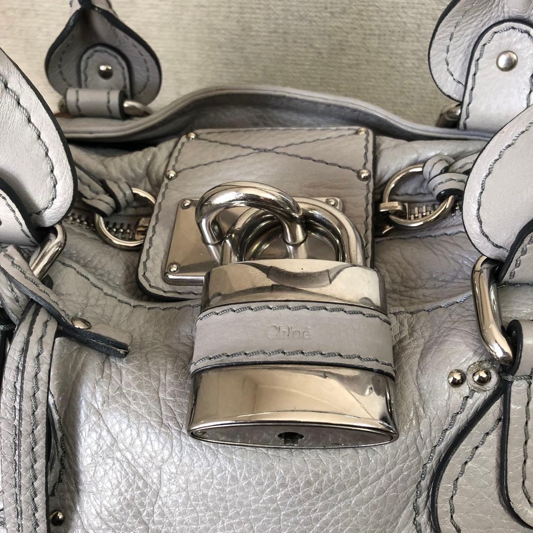 Chloe Paddington White Leather Satchel Bag w/Padlock Rare Vintage Auth