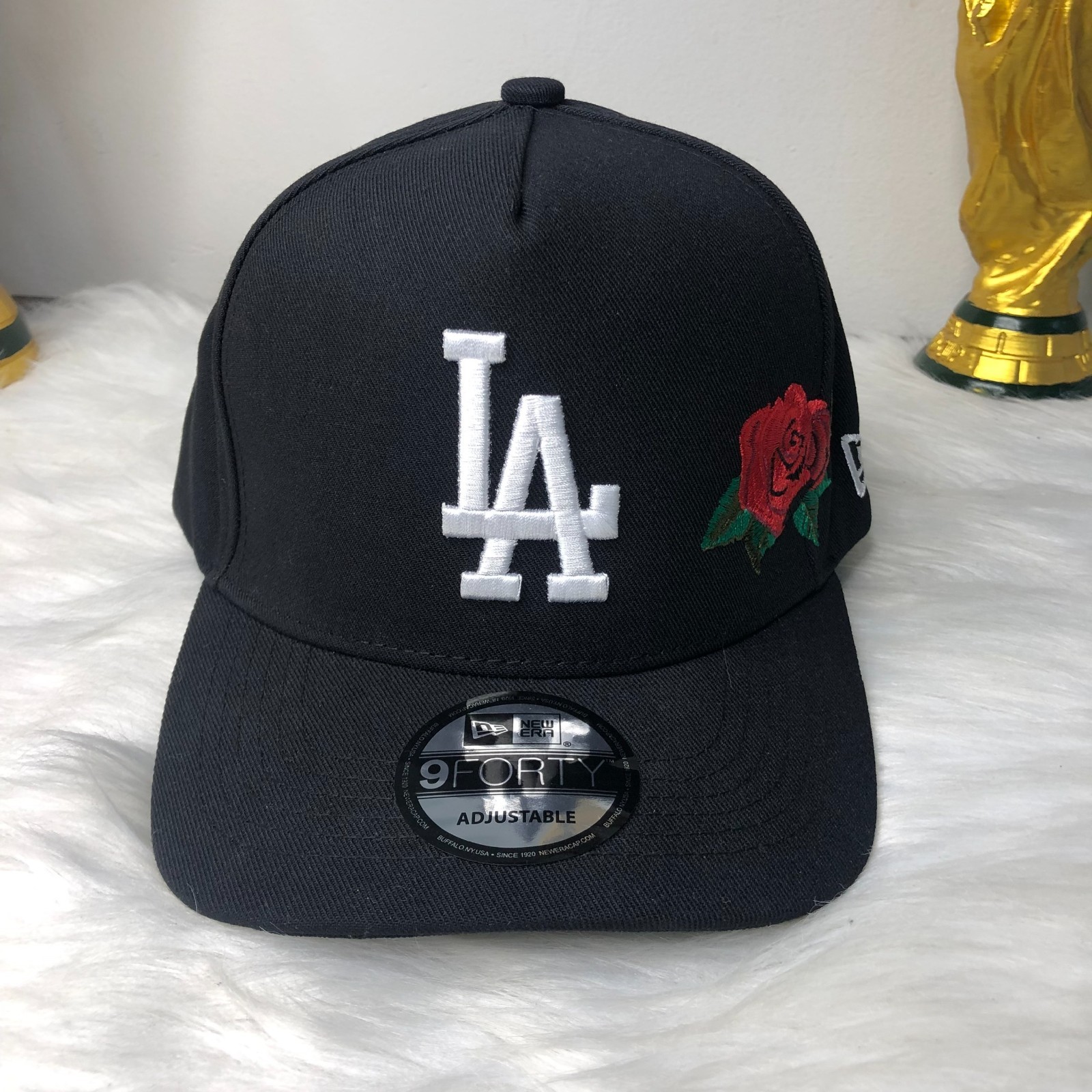 NEW Era 9FORTY LA Dodgers Black Rose Floral Embroidered Adjustable Baseball Cap