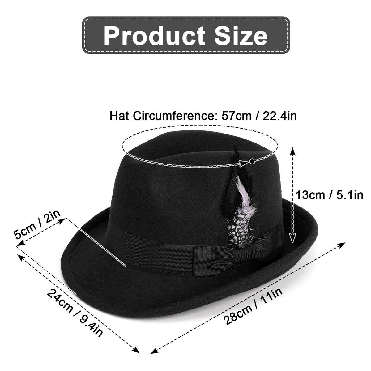 Classic Fedora Hats for Men Gentleman Short Brim Felt Feather Panama Dress Hat