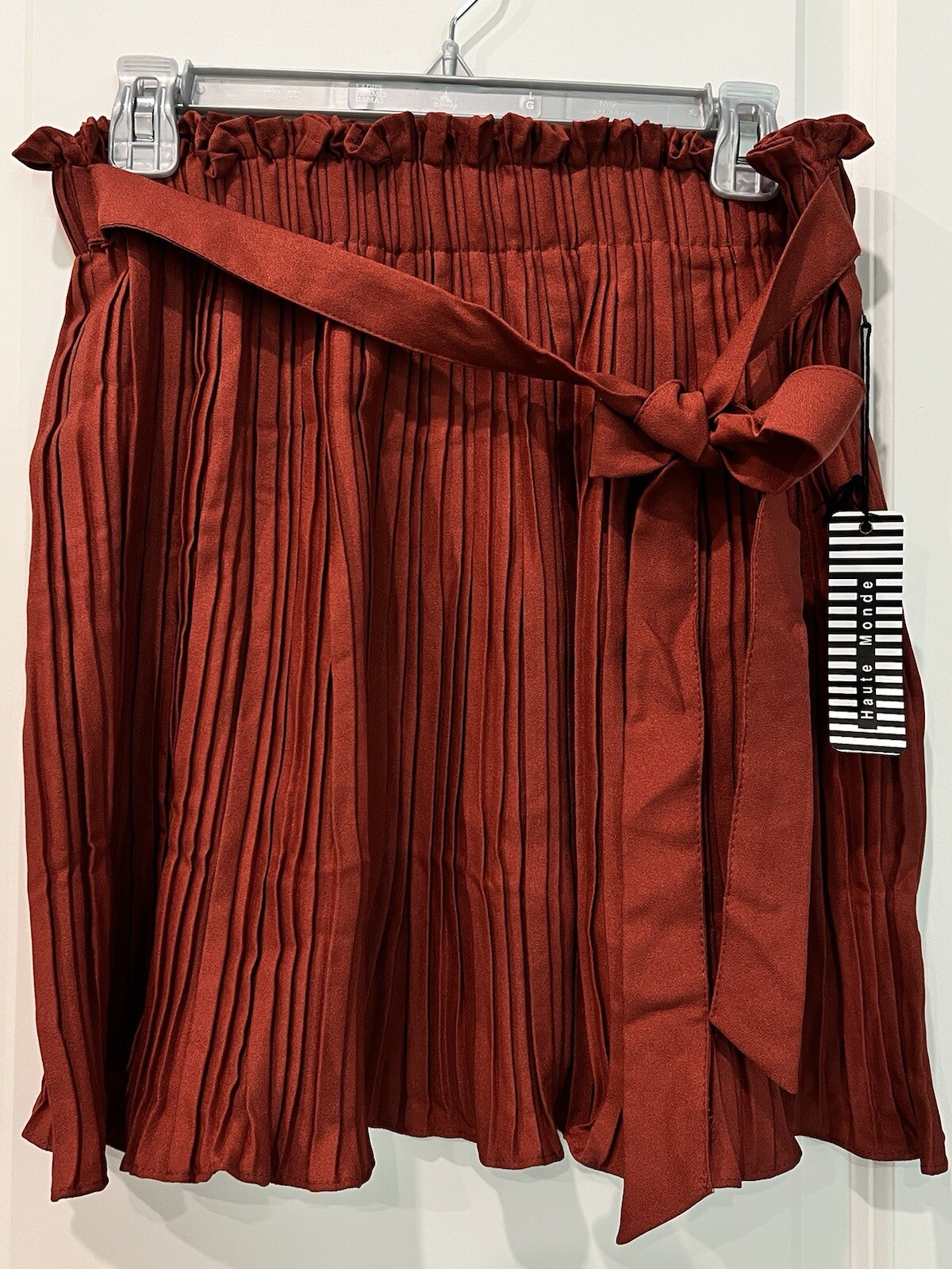 Haute Monde Skirt Womens Pleated Solid Tie Rust Large * READ New