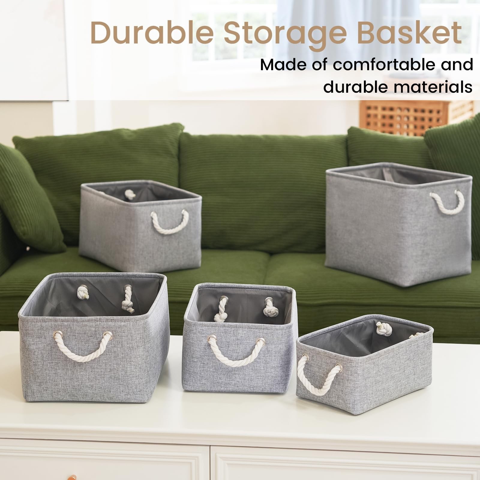 11.8×7.9×5.2 Inch Fabric Small Storage Bins with Handles 6 Pack | Foldable St…
