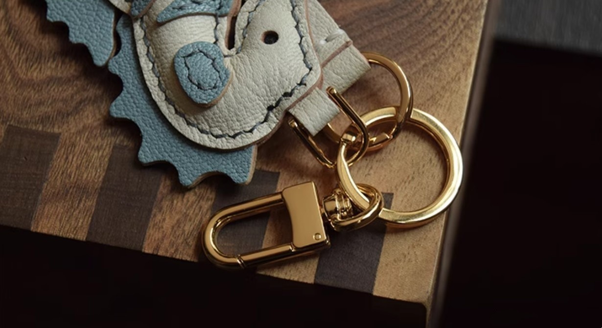 Real Leather Seahorse Bag Charm Handmade KeyChain Key Ring Handbag Accessories