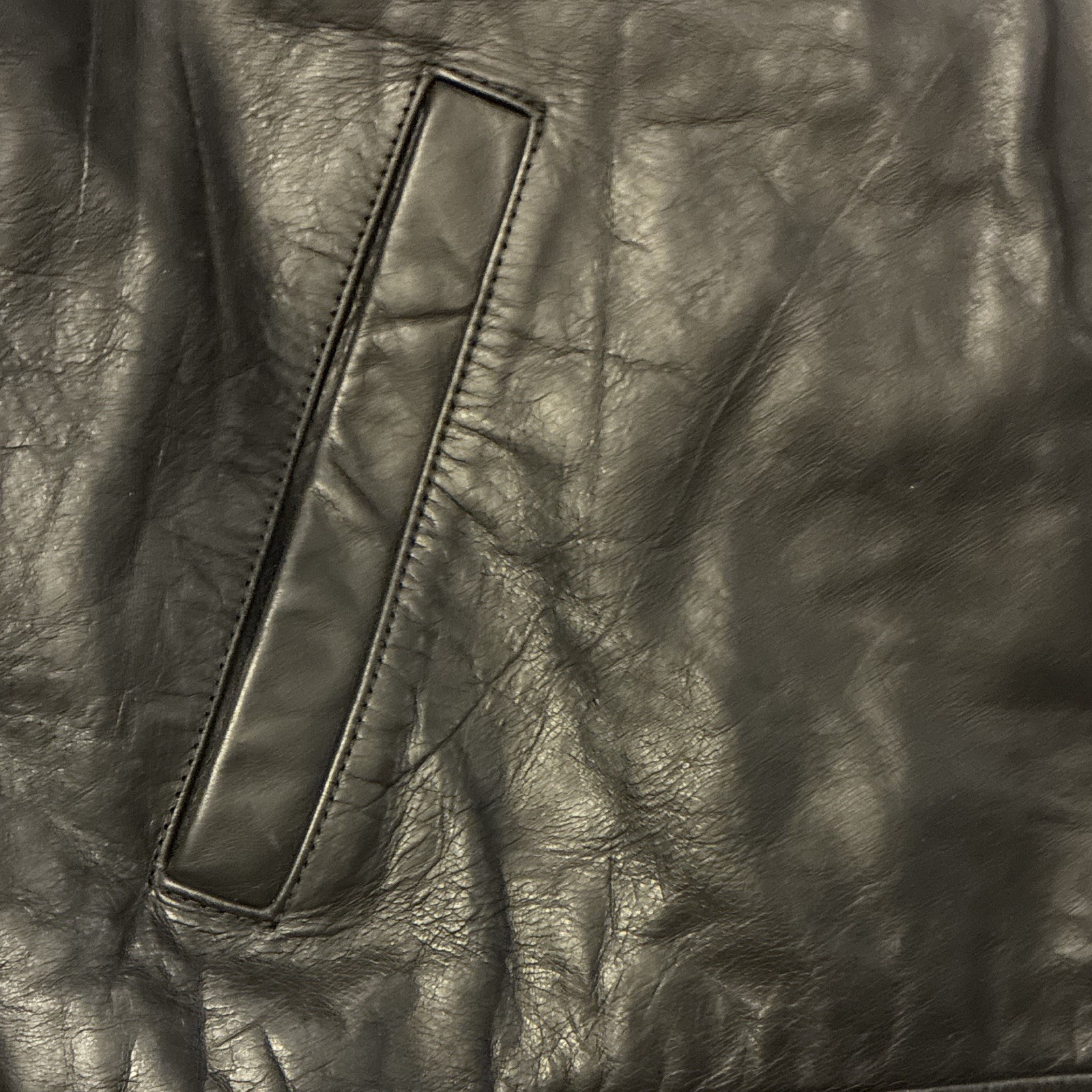 J.CREW Men’s XL Black Leather Jacket Lined Zip/Button Point Collar Pockets