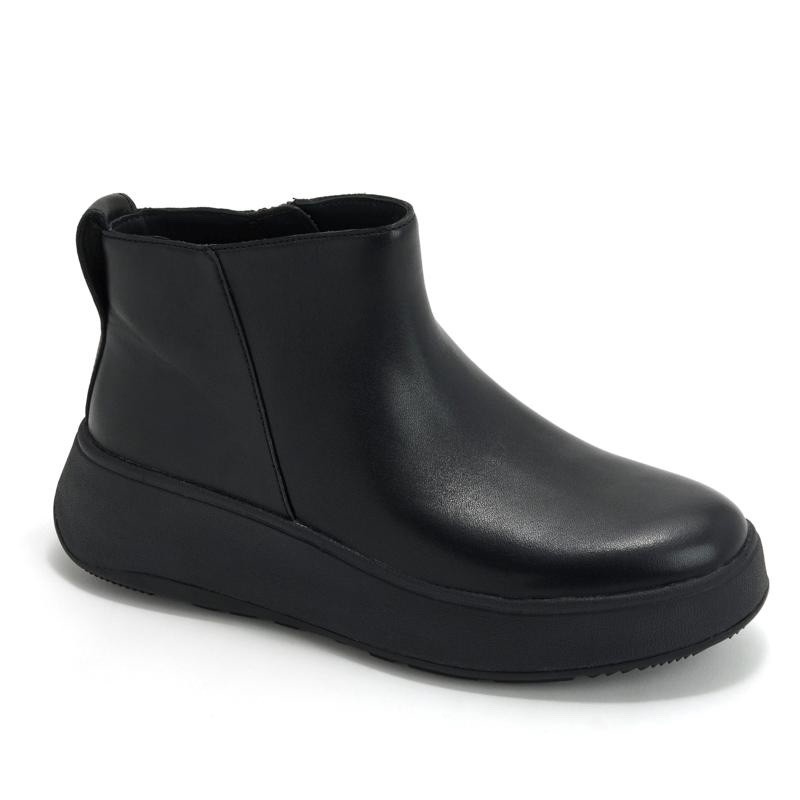 #FitFlop F-Mode Leather Flatform Zip Ankle Boot—Size 10 EU42—Black RETAIL $170